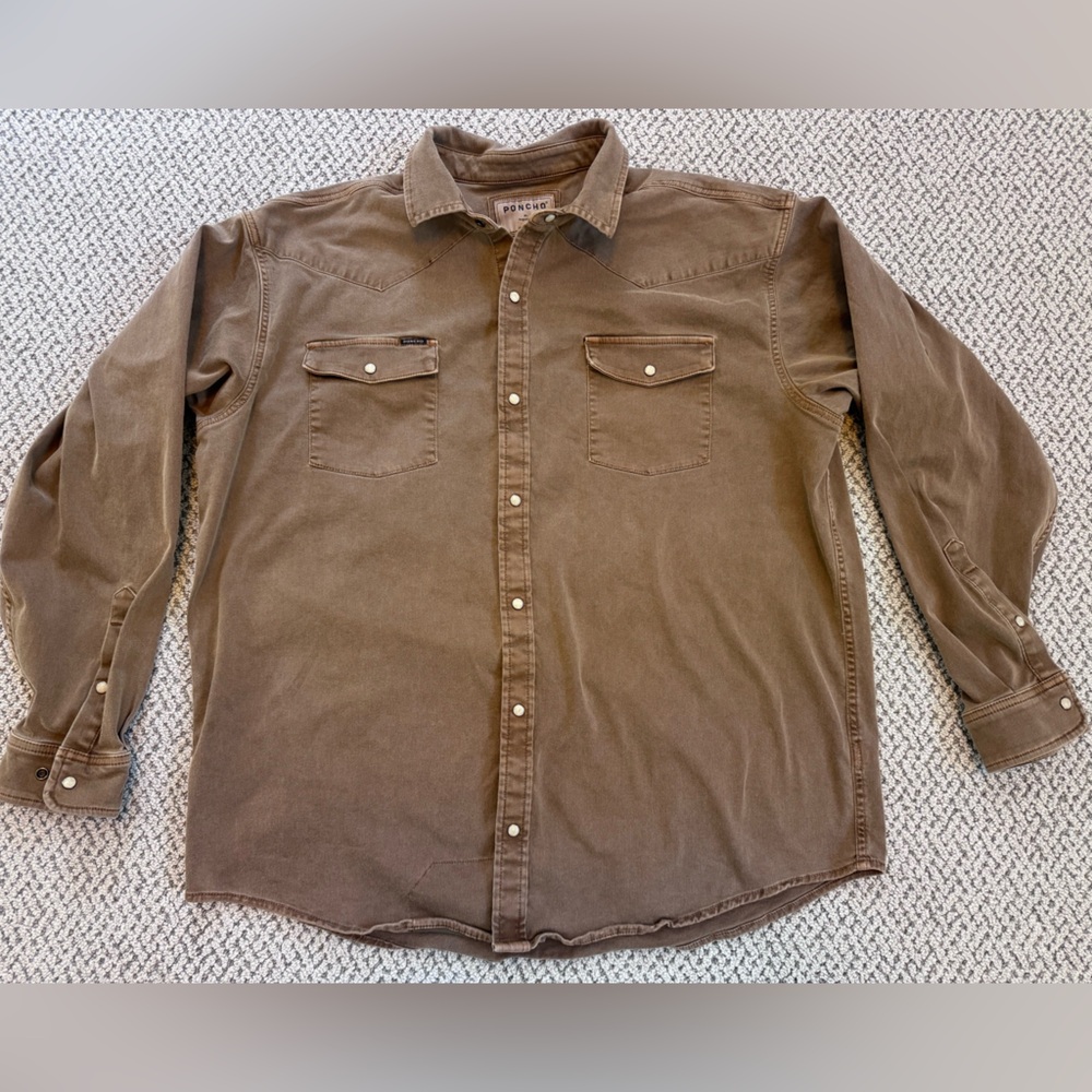 Poncho The Cotulla Brown Denim Long Sleeve Shirt